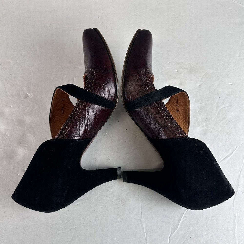 Chie Mihara Leather Loafer Velvet Mary Janes Two Tone Pointed Toe US 6 | EU 36 - Picture 7 of 15